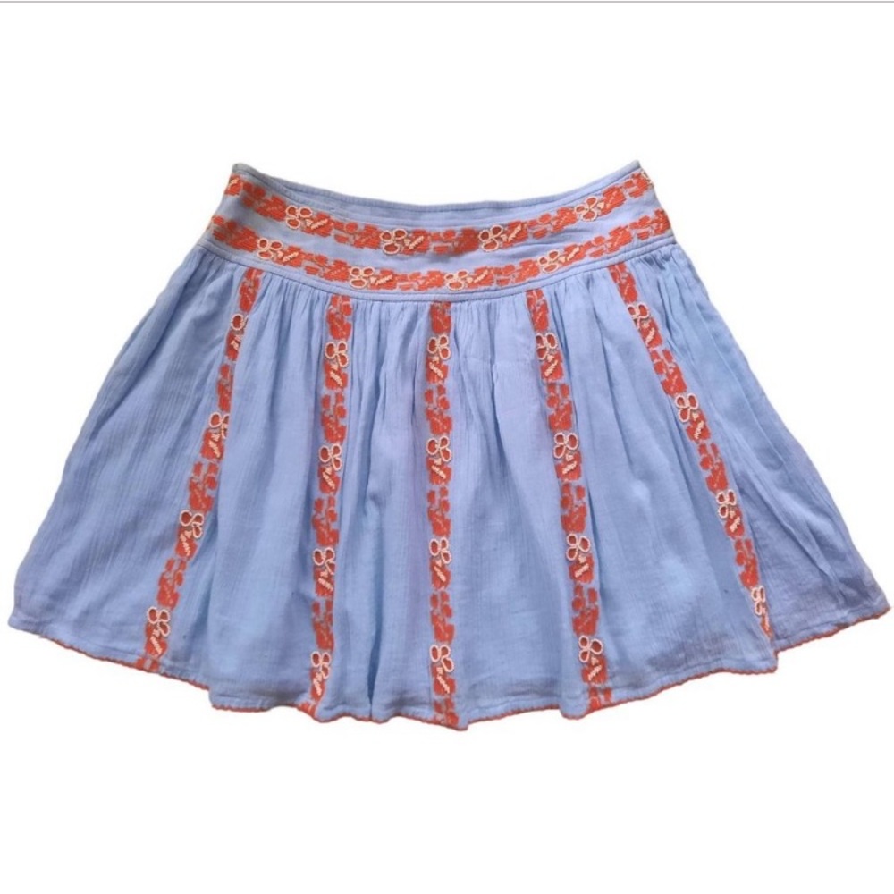 Tory Burch Alexandria Skirt Blue, Embroidery, Beading -Orig $295- Size 10